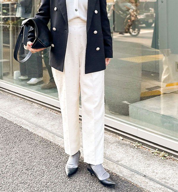 NOLLEY'S「《セットアップ対応》ウォッシャブルドットツッキリツータックテーパードパンツ」|その他|オフホワイト