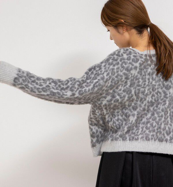 Rie Miller「レオパードジャガード2WAYクルーネックカーディガン」|カーディガン|
