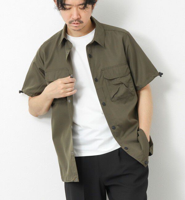 NOLLEY'S goodman「【TAION/タイオン】ノンダウン ミリタリー アジャスト半袖シャツ 25SS」|シャツ・ブラウス|オリーブ