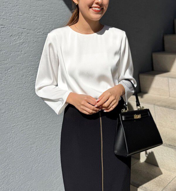 NOLLEY'S「オトナサテン7分袖サイドスリットブラウス」|シャツ・ブラウス|