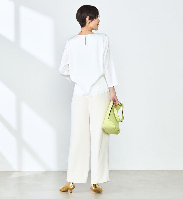 NOLLEY'S「オトナサテン7分袖サイドスリットブラウス」|シャツ・ブラウス|