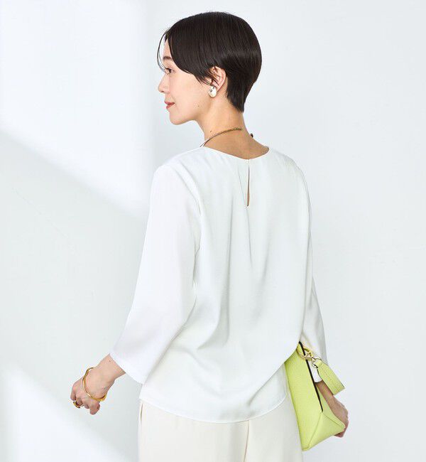 NOLLEY'S「オトナサテン7分袖サイドスリットブラウス」|シャツ・ブラウス|