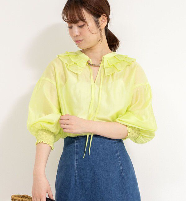 NOLLEY'S「ラッフル衿シアーブラウス」|シャツ・ブラウス|