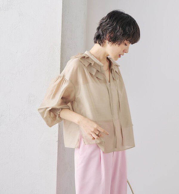 NOLLEY'S「ラッフル衿シアーブラウス」|シャツ・ブラウス|