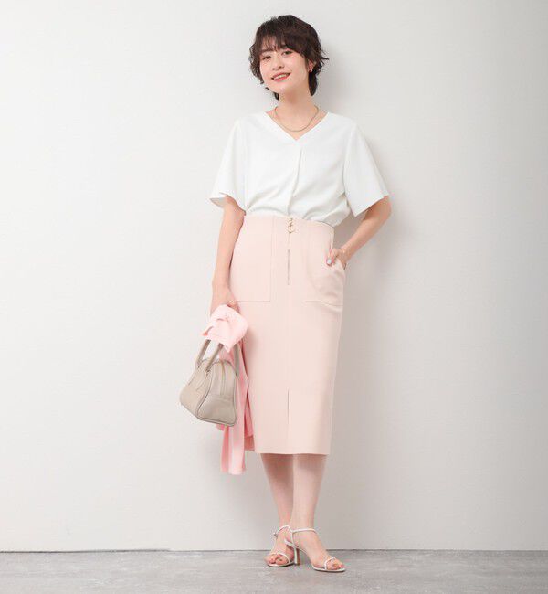 NOLLEY'S sophi「ウォッシャブルボンディングジョーゼットハーフジップタイトスカート」|タイト|