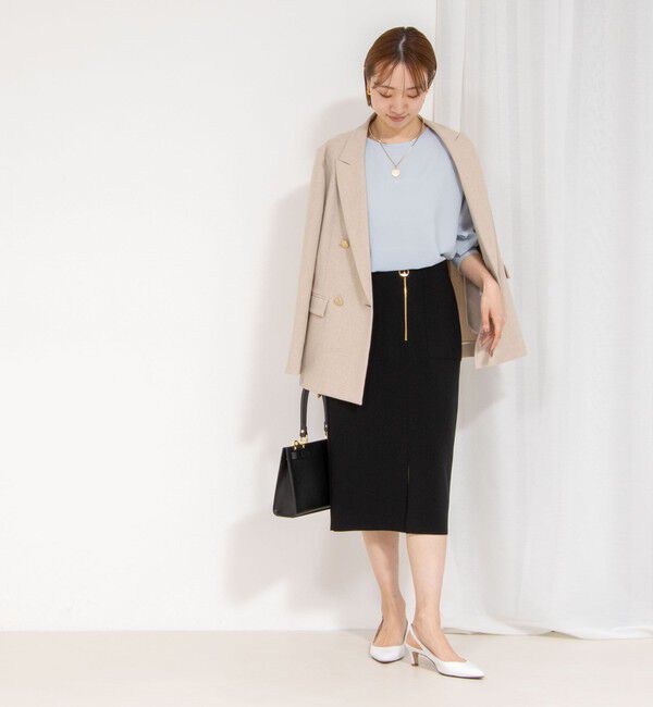 NOLLEY'S sophi「ウォッシャブルボンディングジョーゼットハーフジップタイトスカート」|タイト|