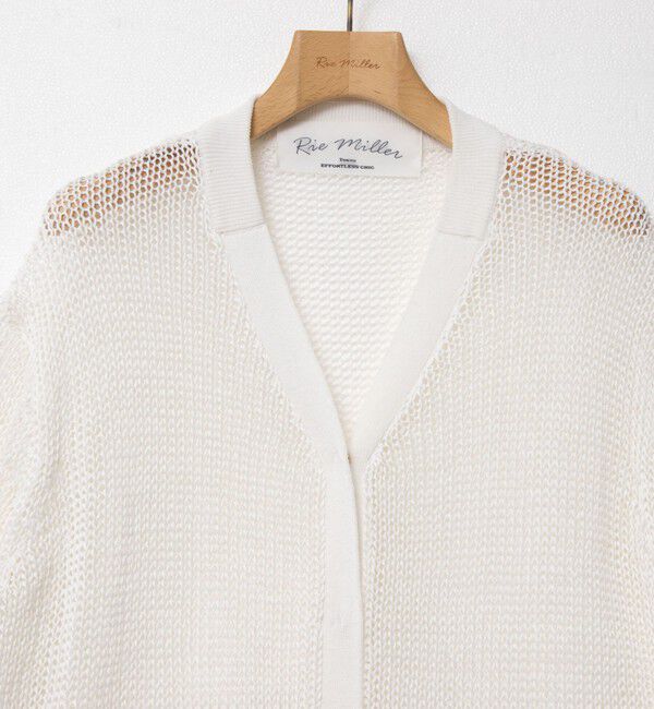 Rie Miller「《手洗い可能》ギマ ポリ/リネン Vネックカーディガン」|カーディガン|