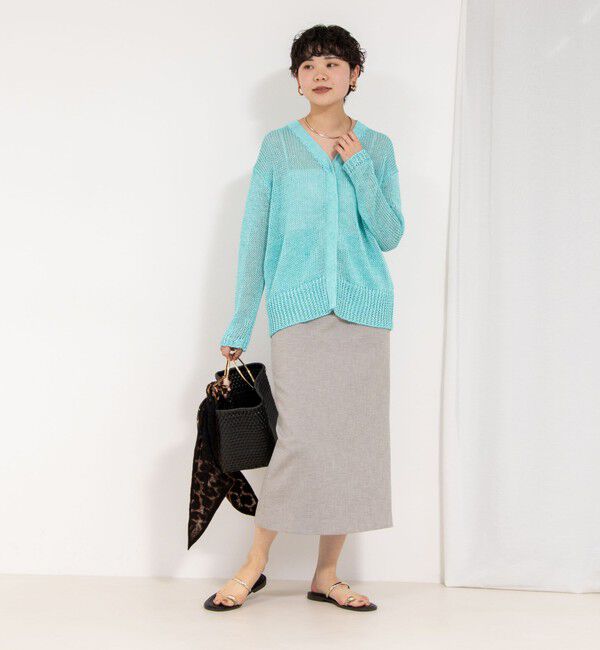 Rie Miller「《手洗い可能》ギマ ポリ/リネン Vネックカーディガン」|カーディガン|