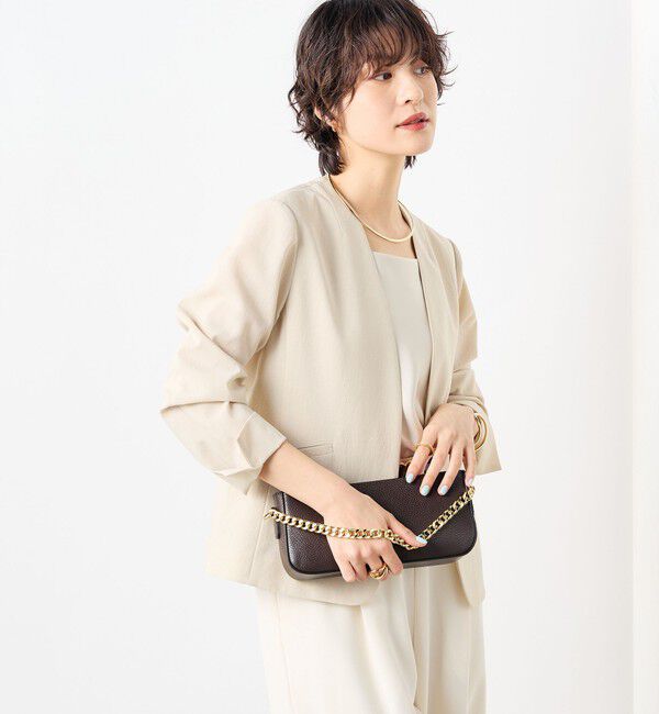 NOLLEY'S「《セットアップ対応》ウォッシャブルドライトロピカルVネックジャケット」|ノーカラージャケット|