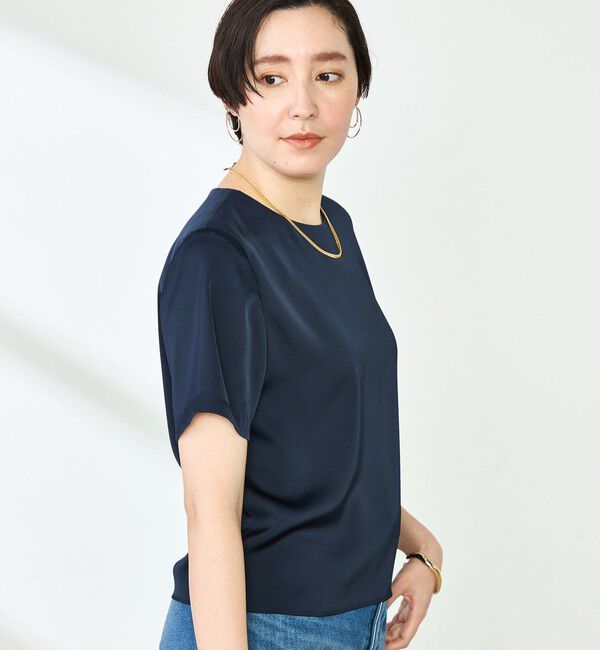 NOLLEY'S「オトナサテン半袖Tブラウス」|シャツ・ブラウス|