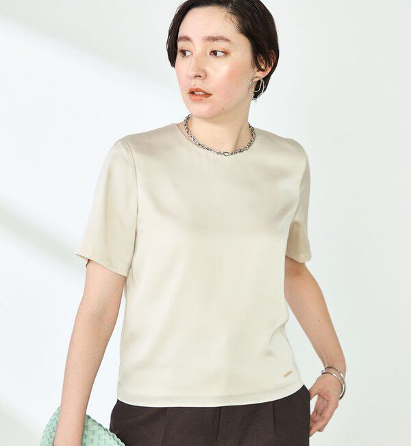 NOLLEY'S「オトナサテン半袖Tブラウス」|シャツ・ブラウス|