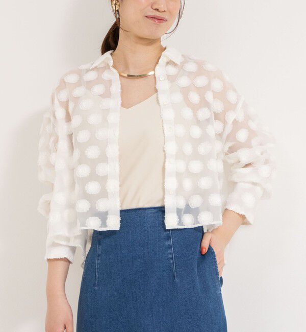 NOLLEY'S sophi「シアーフラワージャガードショートシャツ」|シャツ・ブラウス|ホワイト
