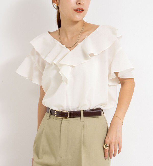 NOLLEY'S「2wayラッフル衿ブラウス」|シャツ・ブラウス|オフホワイト