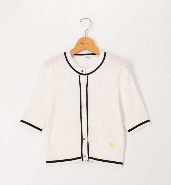 NOLLEY'S「配色ケーブル半袖カーディガン」|カーディガン|