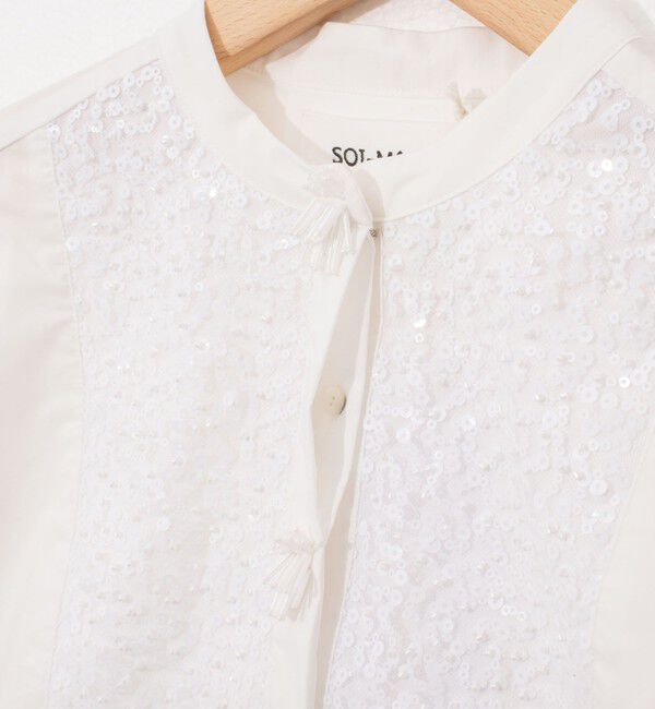 NOLLEY'S「【MARILYN MOON/マリリーンムーン】フリンジビーズモチーフハーフスリーブブラウス」|シャツ・ブラウス|