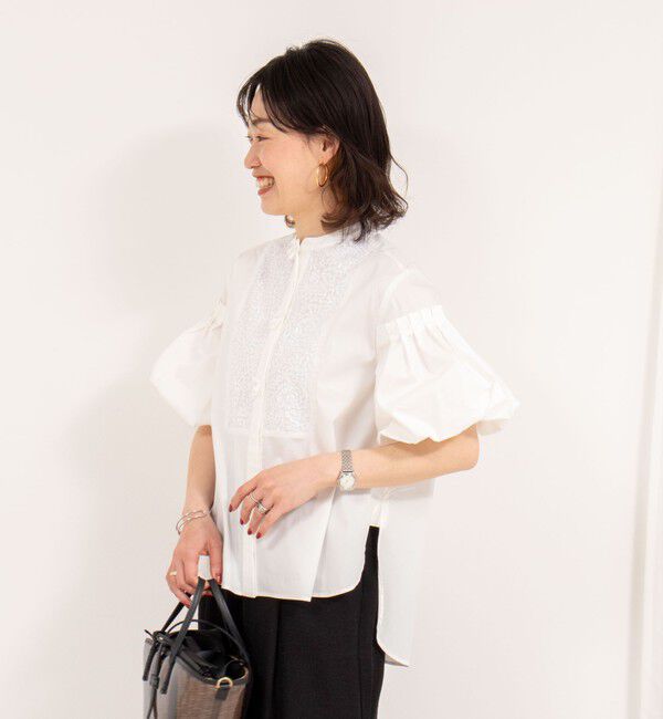 NOLLEY'S「【MARILYN MOON/マリリーンムーン】フリンジビーズモチーフハーフスリーブブラウス」|シャツ・ブラウス|