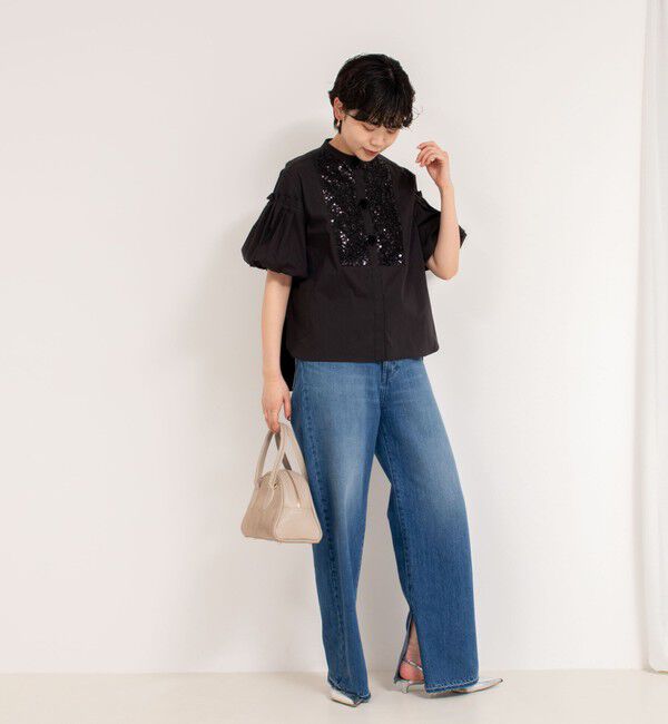 NOLLEY'S「【MARILYN MOON/マリリーンムーン】フリンジビーズモチーフハーフスリーブブラウス」|シャツ・ブラウス|