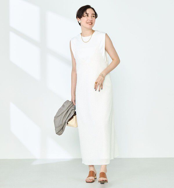 NOLLEY'S「ウォッシャブルカットジャガードキャミワンピース」|ワンピース|オフホワイト