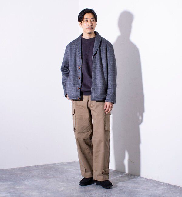 GLOSTER「【GLOSTER/グロスター】カチオンフリースボンディング くるみボタン ショールカーディガン」|カーディガン|