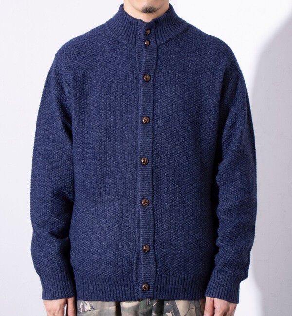 GLOSTER「【GLOSTER/グロスター】くるみボタン スタンドカラーカーディガン（無地/クレイジーパターン）」|ニット・セーター|