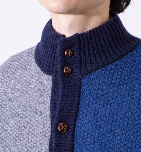 GLOSTER「【GLOSTER/グロスター】くるみボタン スタンドカラーカーディガン（無地/クレイジーパターン）」|ニット・セーター|