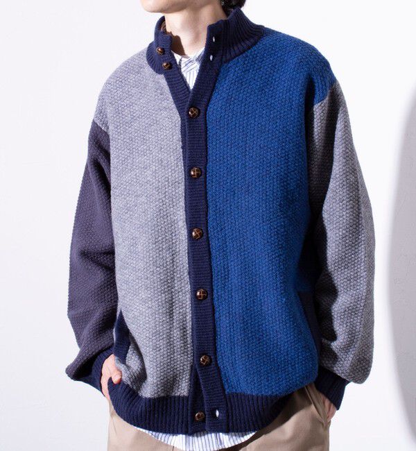 GLOSTER「【GLOSTER/グロスター】くるみボタン スタンドカラーカーディガン（無地/クレイジーパターン）」|ニット・セーター|
