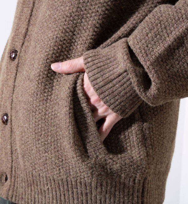 GLOSTER「【GLOSTER/グロスター】くるみボタン スタンドカラーカーディガン（無地/クレイジーパターン）」|ニット・セーター|