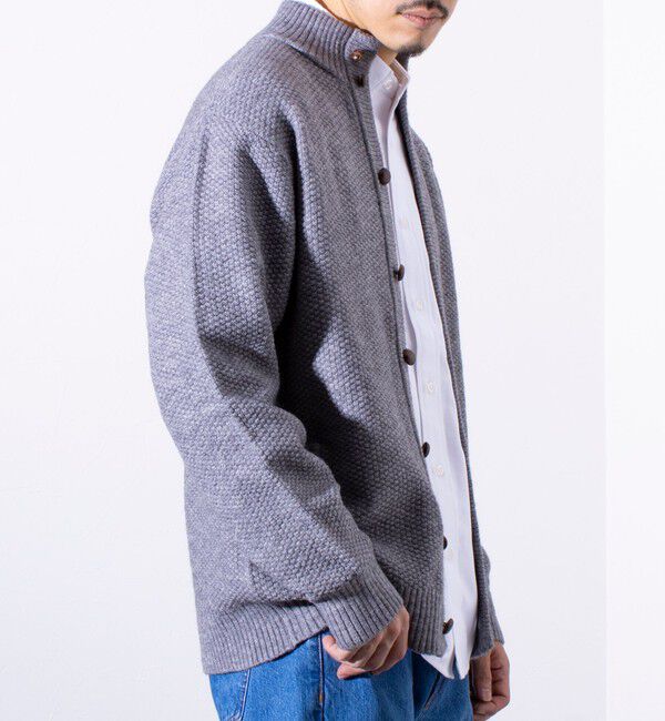 GLOSTER「【GLOSTER/グロスター】くるみボタン スタンドカラーカーディガン（無地/クレイジーパターン）」|ニット・セーター|