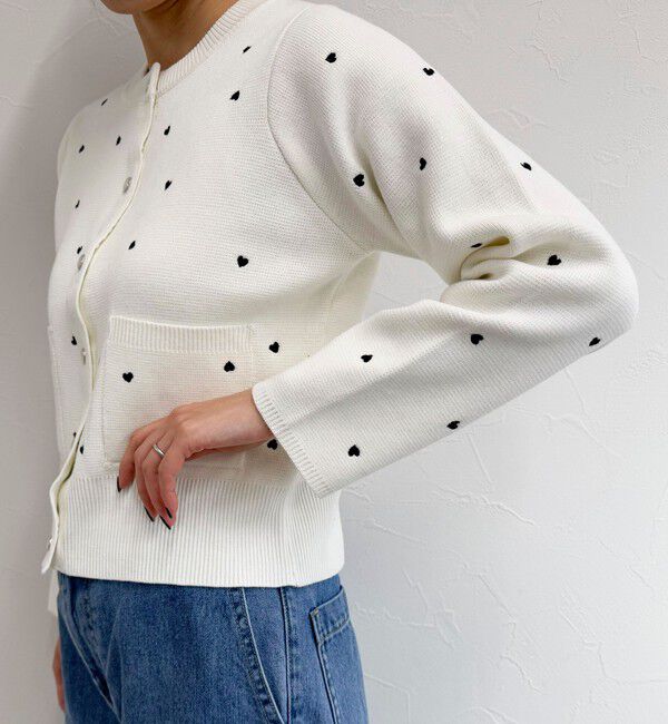 fredy emue「ハート刺繍ミラノリブカーディガン」|カーディガン|