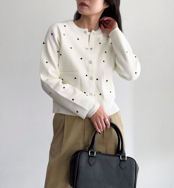 fredy emue「ハート刺繍ミラノリブカーディガン」|カーディガン|