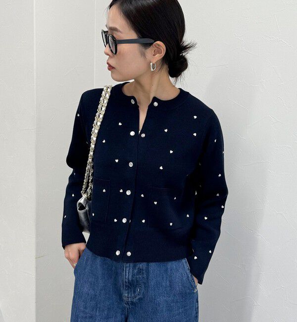 fredy emue「ハート刺繍ミラノリブカーディガン」|カーディガン|