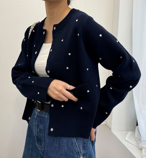 fredy emue「ハート刺繍ミラノリブカーディガン」|カーディガン|