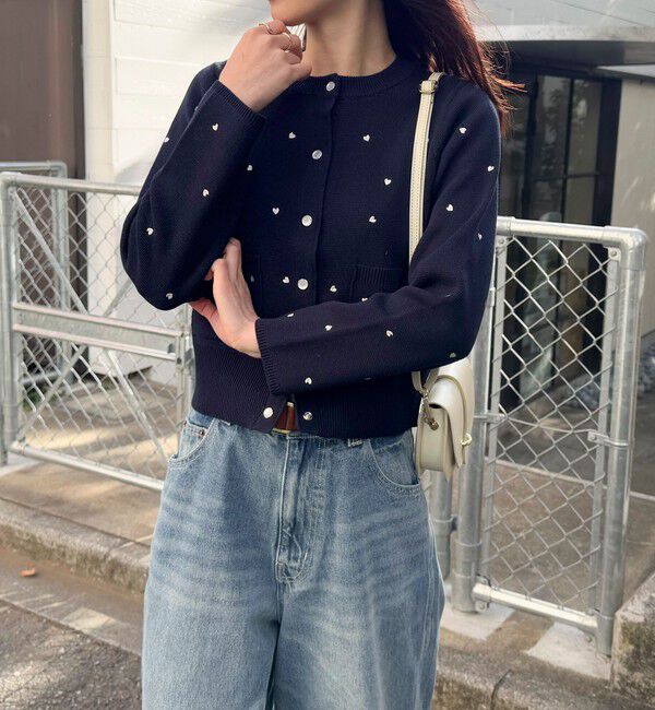 fredy emue「ハート刺繍ミラノリブカーディガン」|カーディガン|