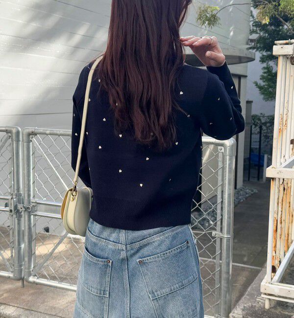 fredy emue「ハート刺繍ミラノリブカーディガン」|カーディガン|