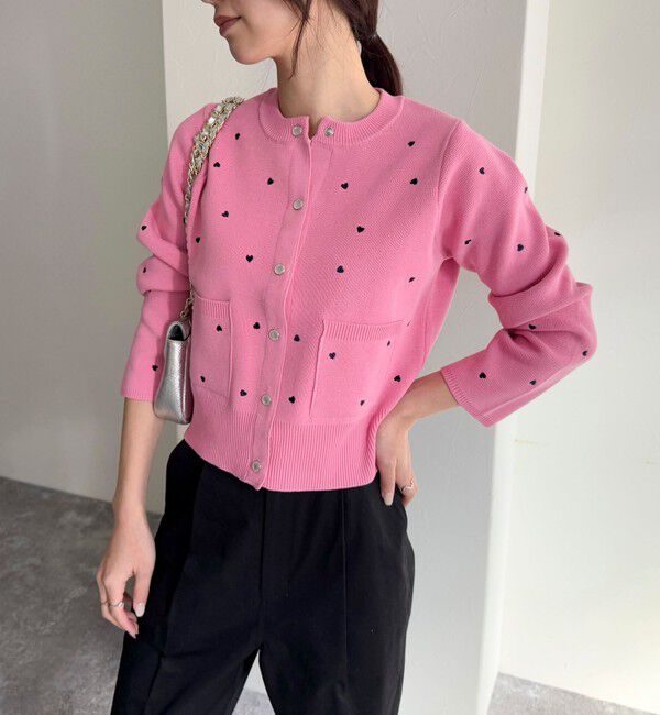 fredy emue「ハート刺繍ミラノリブカーディガン」|カーディガン|
