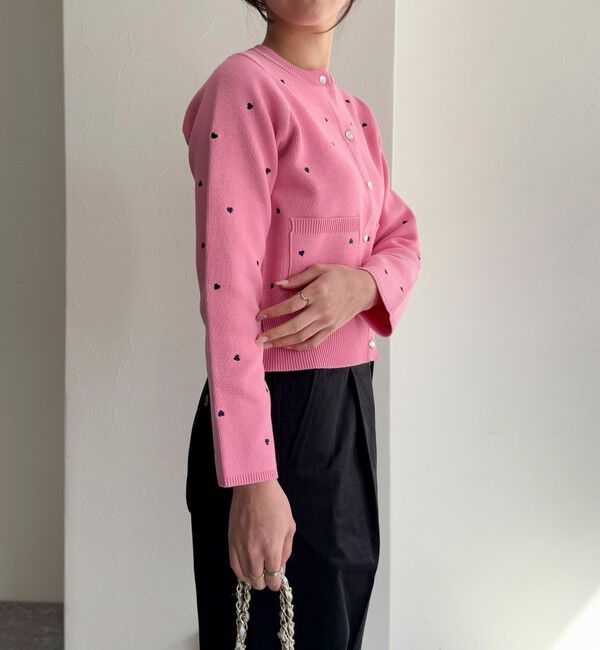 fredy emue「ハート刺繍ミラノリブカーディガン」|カーディガン|
