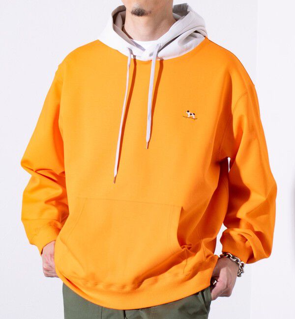 GLOSTER「【GLOSTER/グロスター】フレンチブルドッグ刺繍  ダンボールバイカラーパーカー フーディ」|パーカー|