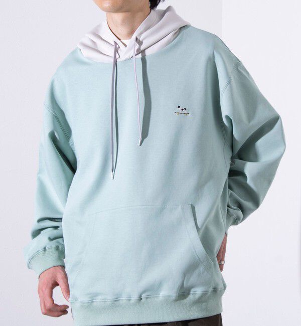 GLOSTER「【GLOSTER/グロスター】フレンチブルドッグ刺繍  ダンボールバイカラーパーカー フーディ」|パーカー|