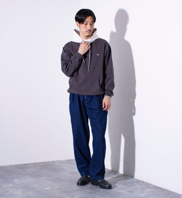 GLOSTER「【GLOSTER/グロスター】フレンチブルドッグ刺繍  ダンボールバイカラーパーカー フーディ」|パーカー|