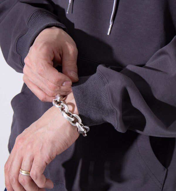 GLOSTER「【GLOSTER/グロスター】フレンチブルドッグ刺繍  ダンボールバイカラーパーカー フーディ」|パーカー|