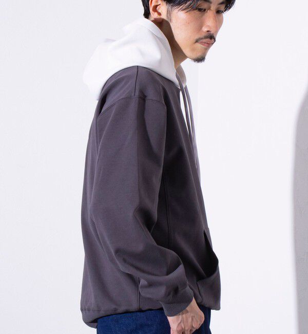 GLOSTER「【GLOSTER/グロスター】フレンチブルドッグ刺繍  ダンボールバイカラーパーカー フーディ」|パーカー|