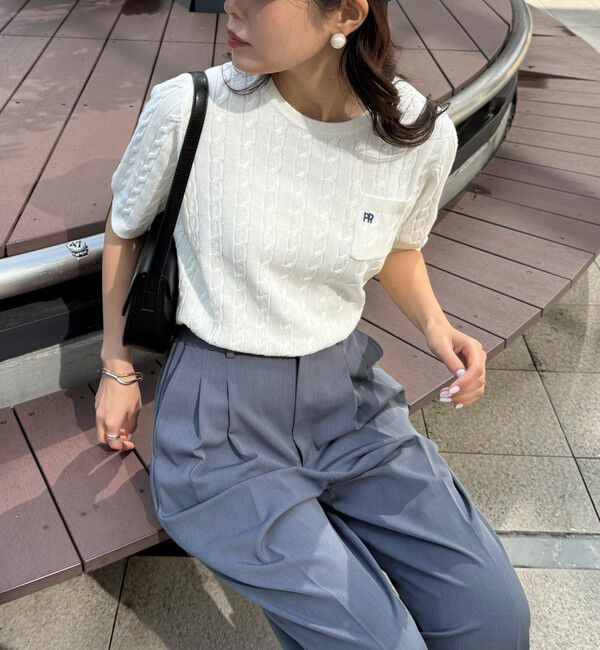 fredy emue「FR刺繍ケーブル柄ポケ付きプルオーバー」|ニット・セーター|