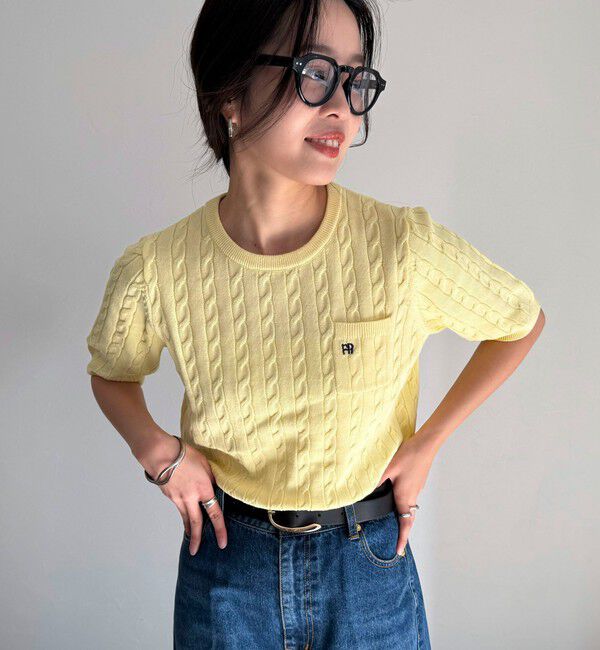 fredy emue「FR刺繍ケーブル柄ポケ付きプルオーバー」|ニット・セーター|