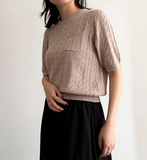 fredy emue「FR刺繍ケーブル柄ポケ付きプルオーバー」|ニット・セーター|