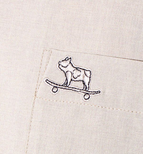 GLOSTER「【GLOSTER/グロスター】フレンチブルドッグ刺繍 COOLMAX オープンカラーシャツ」|シャツ・ブラウス|