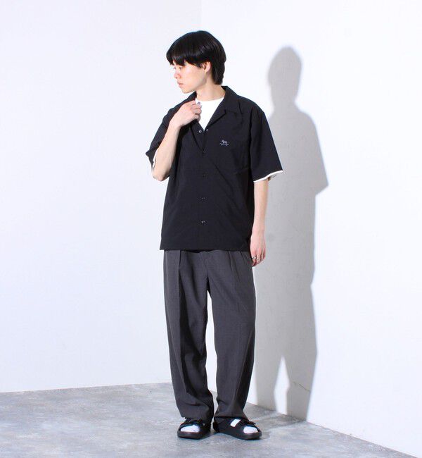 GLOSTER「【GLOSTER/グロスター】フレンチブルドッグ刺繍 COOLMAX オープンカラーシャツ」|シャツ・ブラウス|