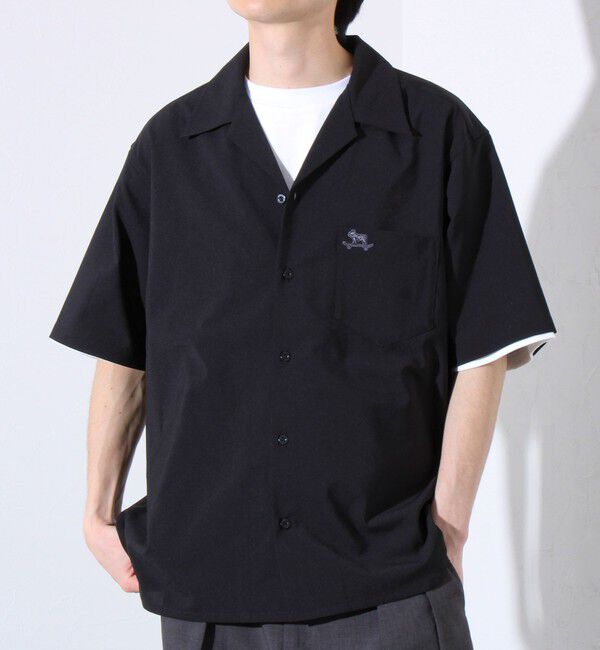 GLOSTER「【GLOSTER/グロスター】フレンチブルドッグ刺繍 COOLMAX オープンカラーシャツ」|シャツ・ブラウス|