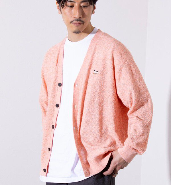 GLOSTER「【GLOSTER/グロスター】フレンチブルドッグ刺繍 リネン混 カーディガン Vネック」|カーディガン|