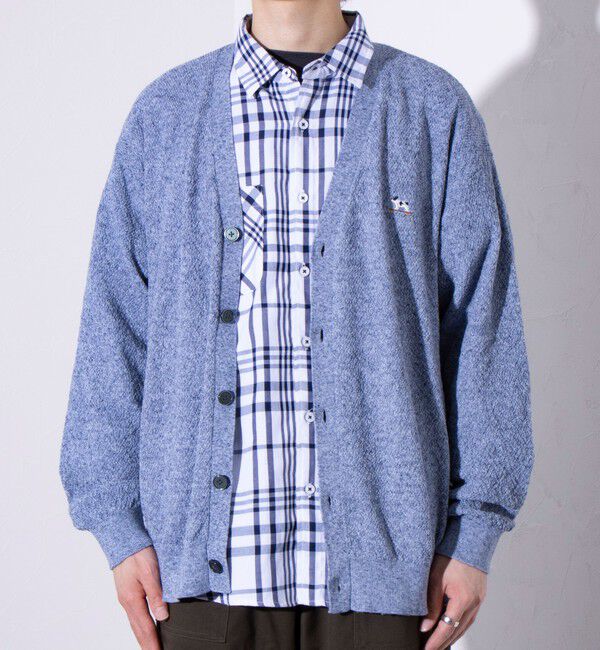 GLOSTER「【GLOSTER/グロスター】フレンチブルドッグ刺繍 リネン混 カーディガン Vネック」|カーディガン|