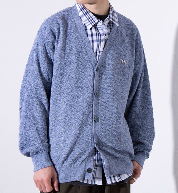 GLOSTER「【GLOSTER/グロスター】フレンチブルドッグ刺繍 リネン混 カーディガン Vネック」|カーディガン|